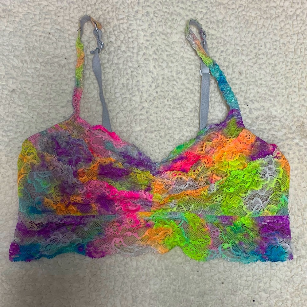 PINK rainbow lace bralette size medium